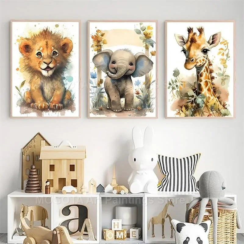 Watercolor Lion Giraffe Tiger  - Baby Nursery Giraffe ulasan dan harga