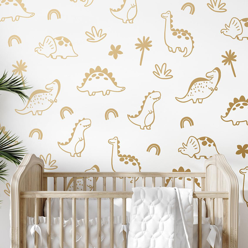 Geometric Dinosaur Tree Rainbo - Baby Nursery Labels ulasan dan harga