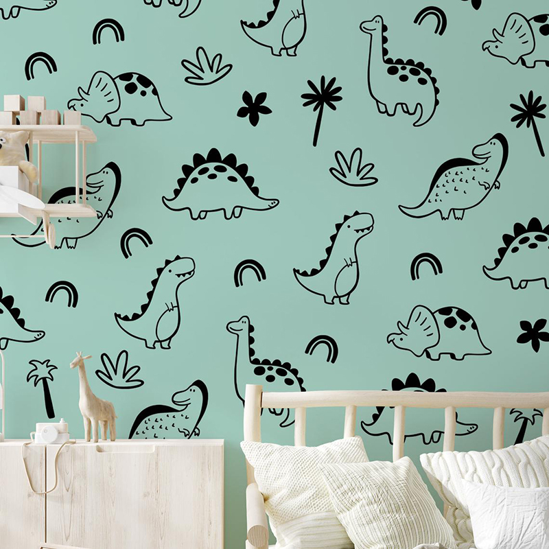 Geometric Dinosaur Tree Rainbo - Baby Nursery Labels ulasan dan harga