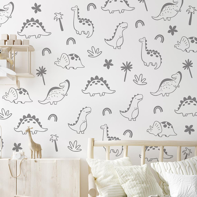 Geometric Dinosaur Tree Rainbo - Baby Nursery Labels ulasan dan harga
