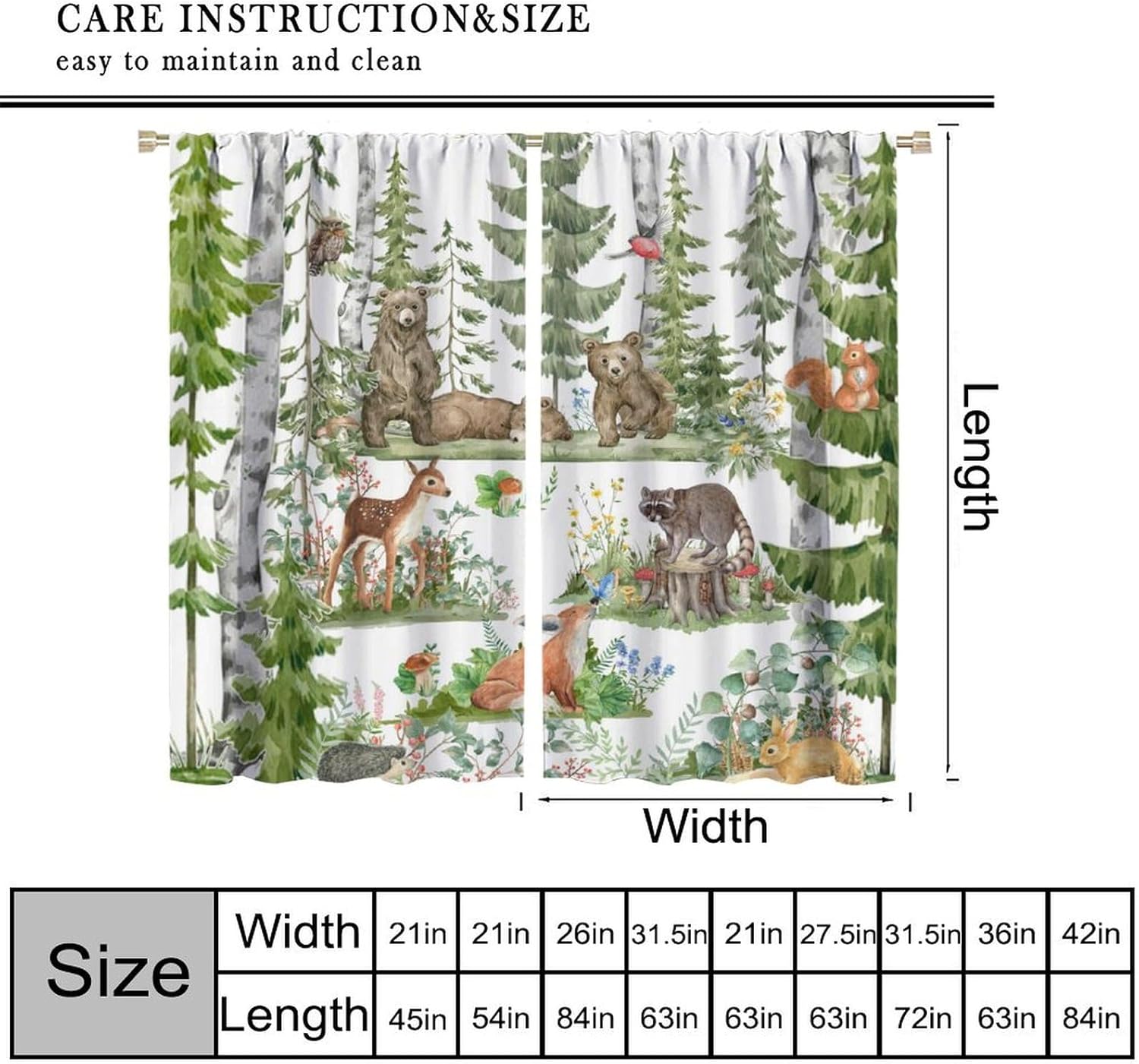 Forest Animal Curtains for Kid - Baby Nursery Curtains ulasan dan harga