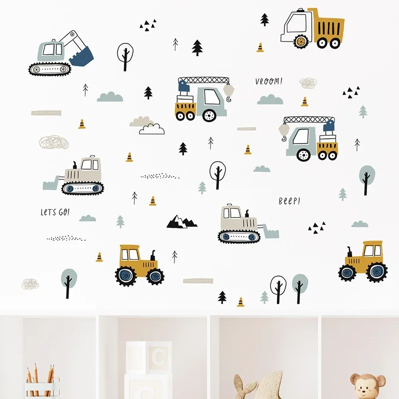 Hand Drawn Cute Cars Cargo Tru - Baby Nursery Labels ulasan dan harga