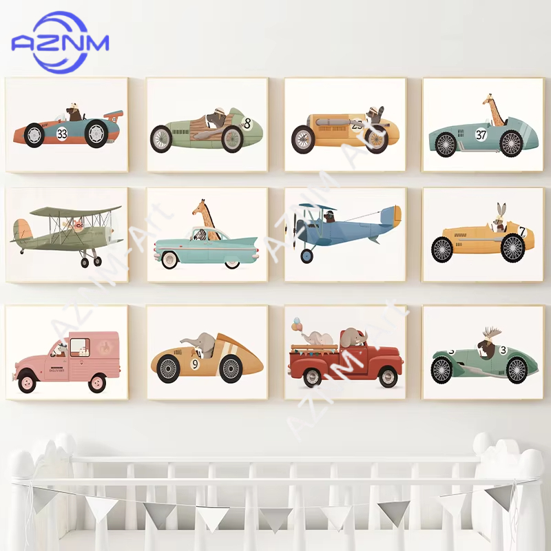 1PC Animals on Cars Cartoon Po - Baby Nursery Giraffe ulasan dan harga