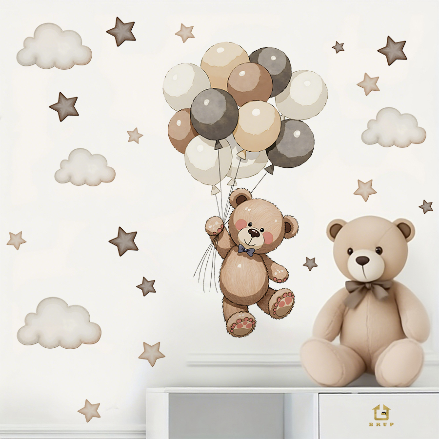 Adorable Teddy Bear Wall Decal - Baby Nursery Labels ulasan dan harga