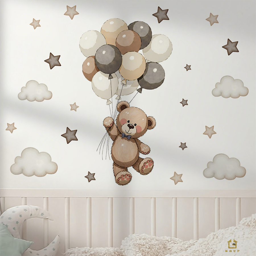 Adorable Teddy Bear Wall Decal - Baby Nursery Labels ulasan dan harga