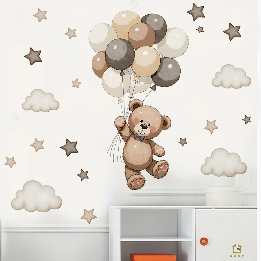 Adorable Teddy Bear Wall Decal - Baby Nursery Labels ulasan dan harga