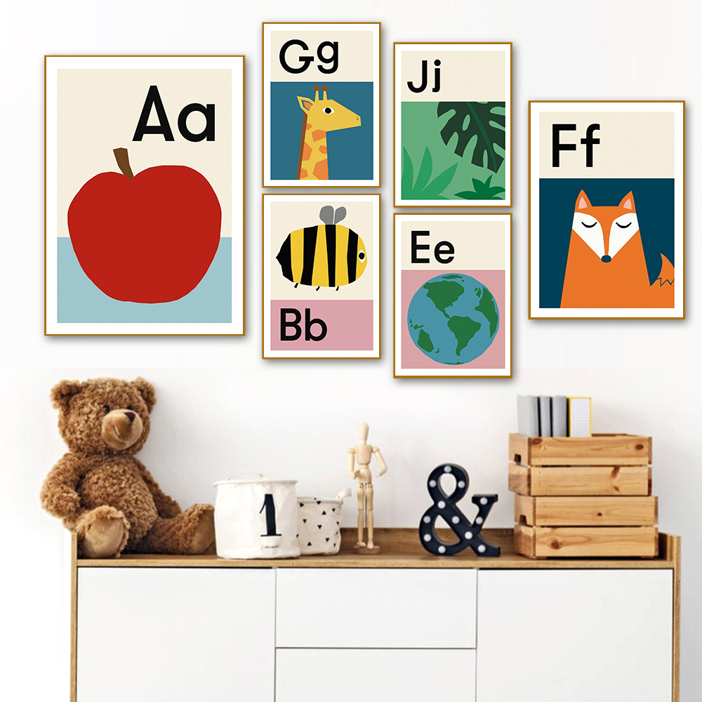 Cartoon ABCD Alphabet Poster E - Baby Nursery Images Free ulasan dan harga