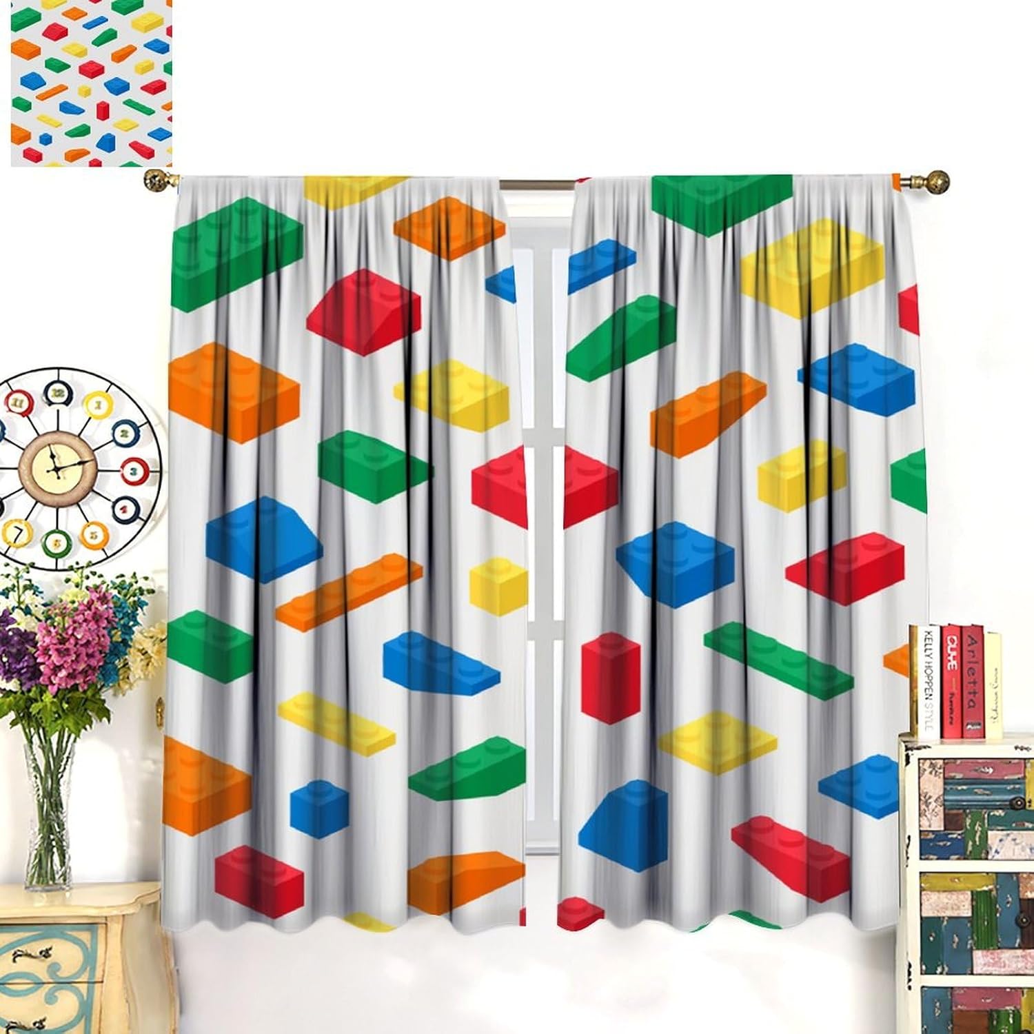 Kids Building Blocks Curtains, - Baby Nursery Curtains ulasan dan harga
