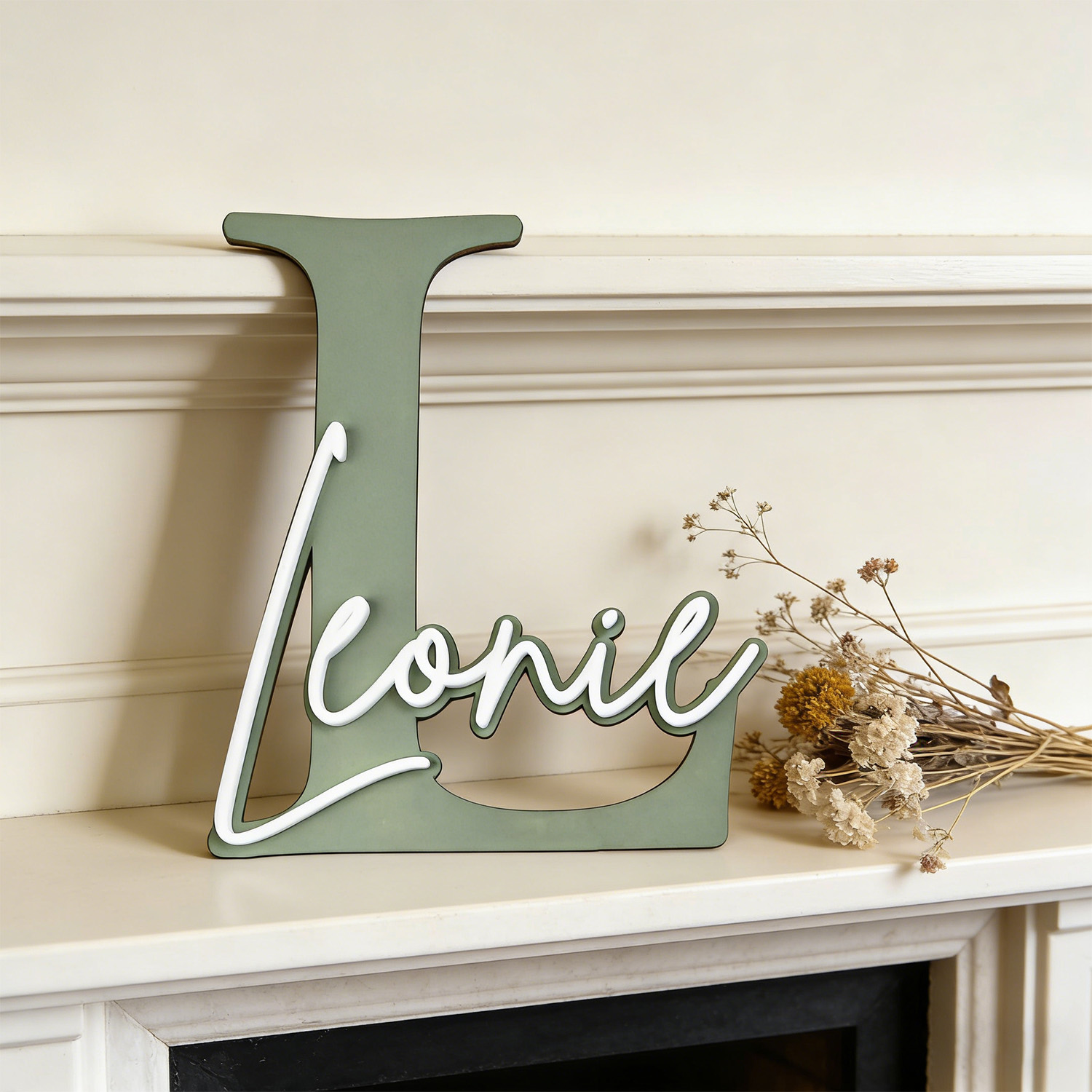 1pc Double-layer Wooden Name D - Baby Nursery Decor Boy ulasan dan harga