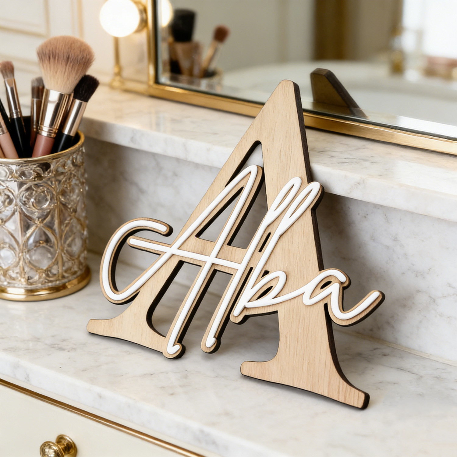 1pc Double-layer Wooden Name D - Baby Nursery Decor Boy ulasan dan harga